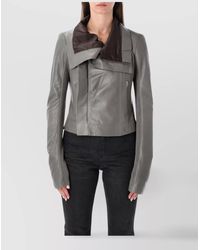 Rick Owens - Biker Jacket With Long Sleeves And Collar - Lyst