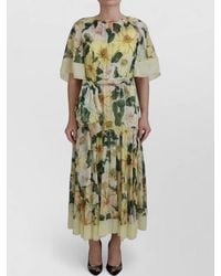 Dolce & Gabbana - Silk Floral Print Short Sleeve Maxi Dress - Lyst