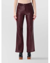 Chloé - Textured Leather Flared Trousers - Lyst