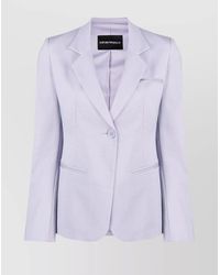 Emporio Armani - Cotton Blend Single-Breasted Blazer Jacket - Lyst