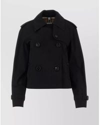 Burberry - Cotton Cropped Double-Breasted Trench Jacket - Lyst