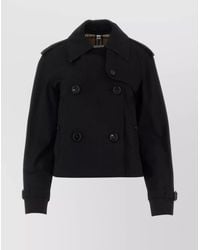 Burberry - Cotton Cropped Double-Breasted Trench Jacket - Lyst