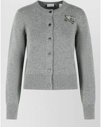 Burberry - Cashmere Blend Ribbed Crystal Embellished Crew Neck Cardigan - Lyst