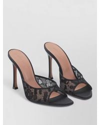 AMINA MUADDI - Lace Satin Open-Toe Stiletto Mules - Lyst