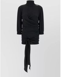 The Attico - High Neck Long Dress Ruched Tie Detail - Lyst