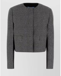 Prada - Checked Cropped Blazer - Lyst