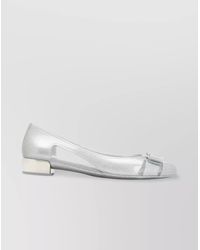 Ferragamo - Jelly Bow Cut-Out Metallic Round Toe Pumps - Lyst