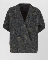 Giorgio Armani - Denim Floral-Jacquard Oversized Single-Breasted Coat - Lyst