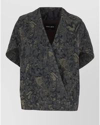 Giorgio Armani - Denim Floral Jacquard Single-Breasted Coat - Lyst