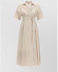 Max Mara - Belted Waist Pleated Skirt Short Sleeves Dress - Lyst