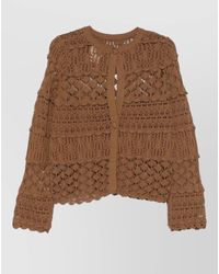 Semicouture - Zilla Cotton Cardigan Crochet Knit Tiered - Lyst