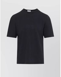 Saint Laurent - Cotton Logo Embroidered Short Sleeve T-Shirt - Lyst