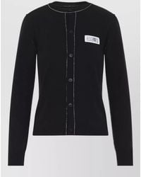 MM6 by Maison Margiela - Fine-Knit Wool Blend Crew-Neck Cardigan - Lyst