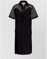 Maison Margiela - Sheer Mesh Layered Midi Shirt Dress - Lyst