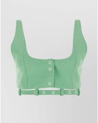 Ganni - Organic Cotton Sleeveless Cutout Cropped Top - Lyst