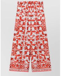 Dolce & Gabbana - Majolica Print Wide-Leg Silk Pants - Lyst