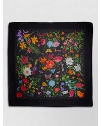 Gucci - Silk Wool Floral Logo-Print Scarf - Lyst