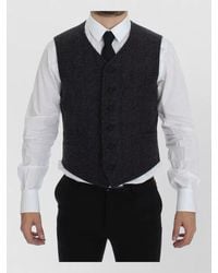 Dolce & Gabbana - Wool Blend Tailored Vest V Neck Houndstooth - Lyst