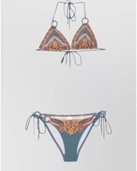 Zimmermann - Paisley-Print Halterneck Triangle Bikini Set - Lyst