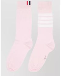 Thom Browne - Mid Calf Cotton Socks Four Bar Stripe - Lyst