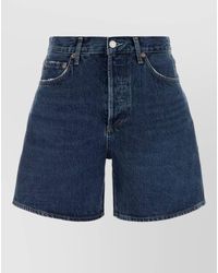 Agolde - Denim High-Rise Wide-Leg Knee-Length Shorts - Lyst