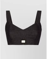 Dolce & Gabbana - Denim Corset Bralette Top - Lyst