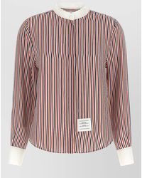 Thom Browne - Silk Striped Detachable Lavallière Collar Shirt - Lyst