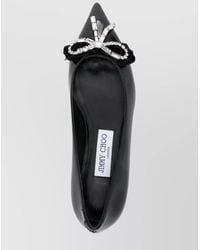 Jimmy Choo - Leather Crystal-Embellished Ballerina Flats - Lyst