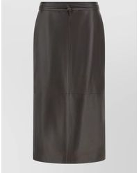 Alberta Ferretti - Leather Skirt Belted Waist Back Pocket - Lyst