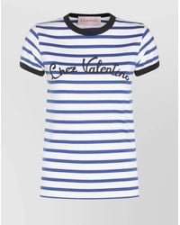 Valentino - Striped Cotton Short-Sleeve T-Shirt - Lyst