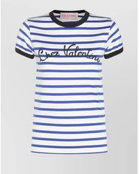 Valentino - Striped Crew Neck Short Sleeves Top - Lyst