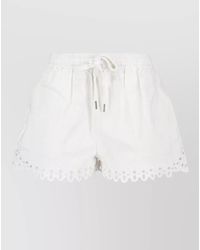 Isabel Marant - Cotton Openwork Embroidered Knee-Length Shorts - Lyst