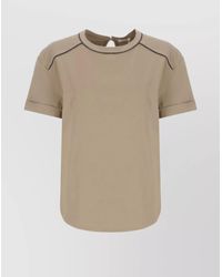 Brunello Cucinelli - Crewneck T-Shirt With Diamond Cut Brass - Lyst