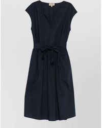 Woolrich - Short Dress V Neckline Waist Tie Pockets - Lyst
