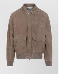 Brunello Cucinelli - Suede Leather Bomber Jacket - Lyst
