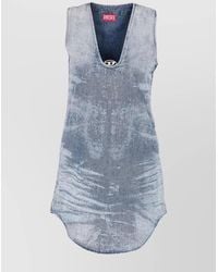 DIESEL - Denim Sleeveless V-Neck Mini Dress - Lyst