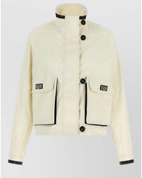 Ferragamo - Technical Linen Jacket High Collar Long Sleeves - Lyst