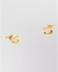 Ferragamo - Circular Stud Earrings Polished Metal Design - Lyst