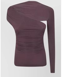 Elisabetta Franchi - One-Shoulder Long-Sleeve Fitted Knitted Top - Lyst