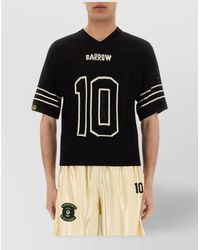 Barrow - Number Print V-Neck Striped Sleeve T-Shirt - Lyst