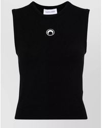 Marine Serre - Fine-Knit Sleeveless Crew-Neck Top - Lyst