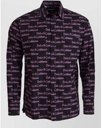 Dolce & Gabbana - Logo-Print Slim-Fit Cotton Shirt - Lyst