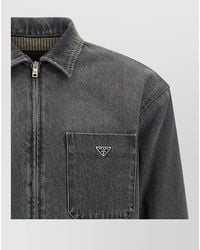 Prada - Denim Zip Shirt - Lyst