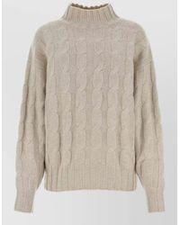 LeKasha - Cashmere Sweater Mock Neck Cable Knit - Lyst