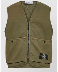 Stone Island - Cotton Quilted V-Neck Vest - Lyst