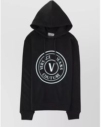 Versace Jeans Couture - Hooded Logo Sweatshirt Ribbed Cuffs Hem - Lyst