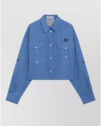 Miu Miu - Long Sleeve Jacket Collared Neck Pockets - Lyst