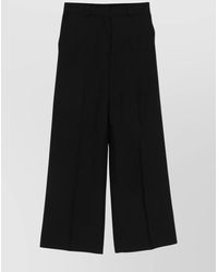 Calvin Klein - Wide Leg Linen Blend Trousers - Lyst