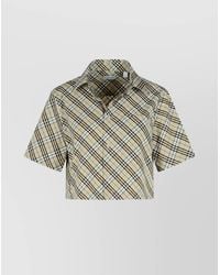 Burberry - Cropped Checked Cotton Short-Sleeve Shirt - Lyst