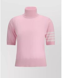 Thom Browne - Wool Ribbed Turtleneck Short-Sleeve Knitted Top - Lyst